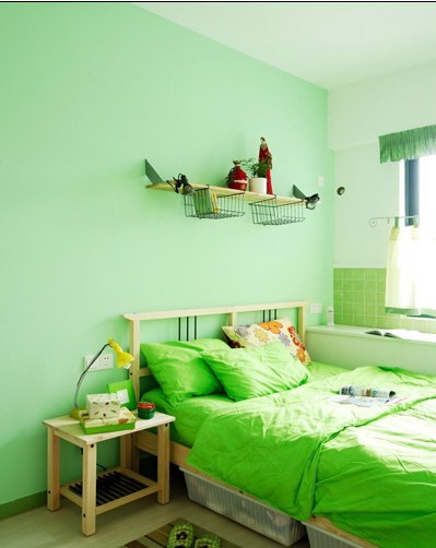 营造卧室的绿色小清新 硅藻泥装修效果图